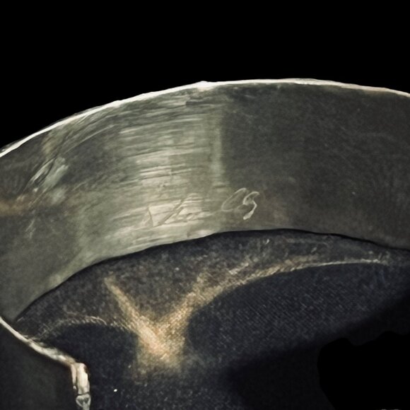 Vintage Wide Silver Tone Cuff Bracelet Signed (5217) - Picture 4 of 5